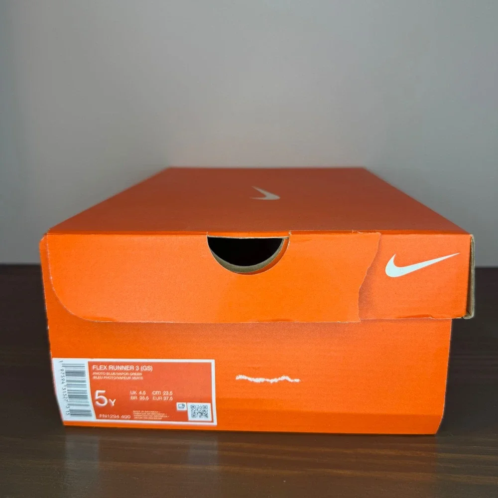 Nike Flex Runner 3 GS Slip On Running Shoes Photo Blue Vapor Green 5Y New